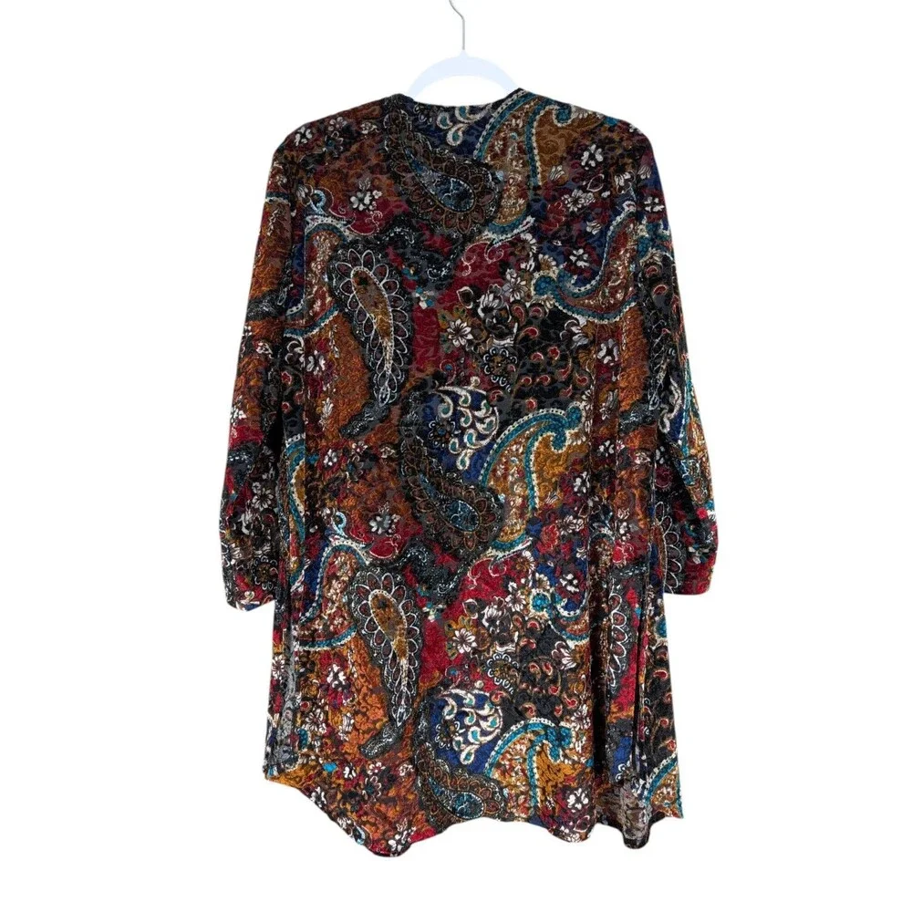 Slinky Brand Paisley Burnout Velvet Cardigan Size L